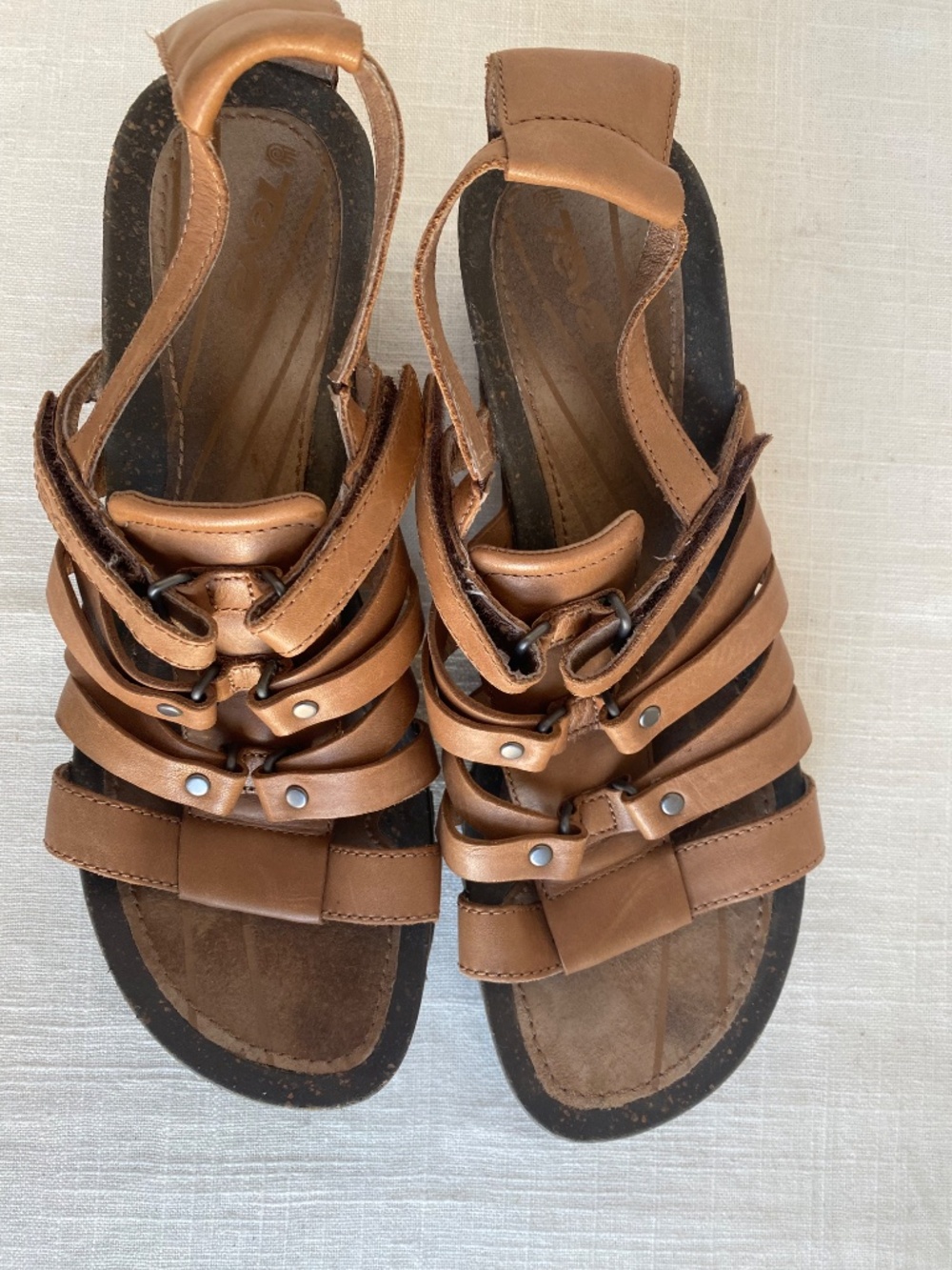 Teva Cabrillo  brown leather wedge sandals Size 9 - Picture 8 of 10